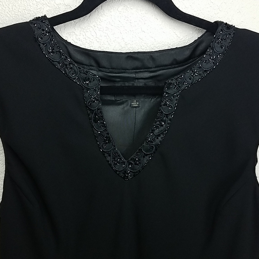 COPY - STUDIO I beaded neck with capped sleeve formal dress. Size 12